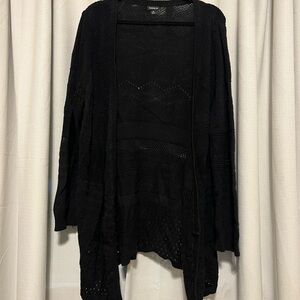 Torrid Black Open-Front Knit Cardigan